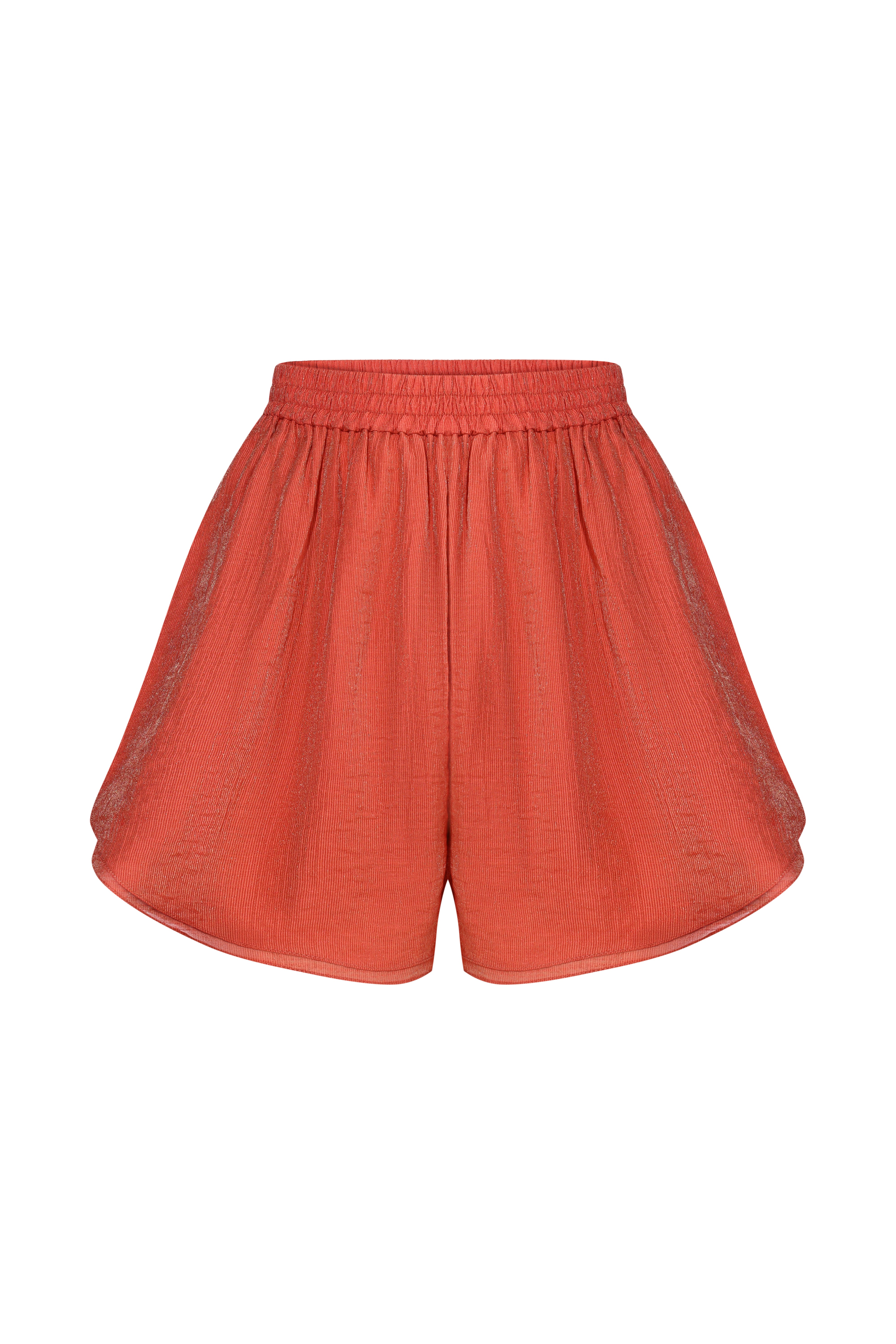 LINEN SHORTS BURNED ORANGE