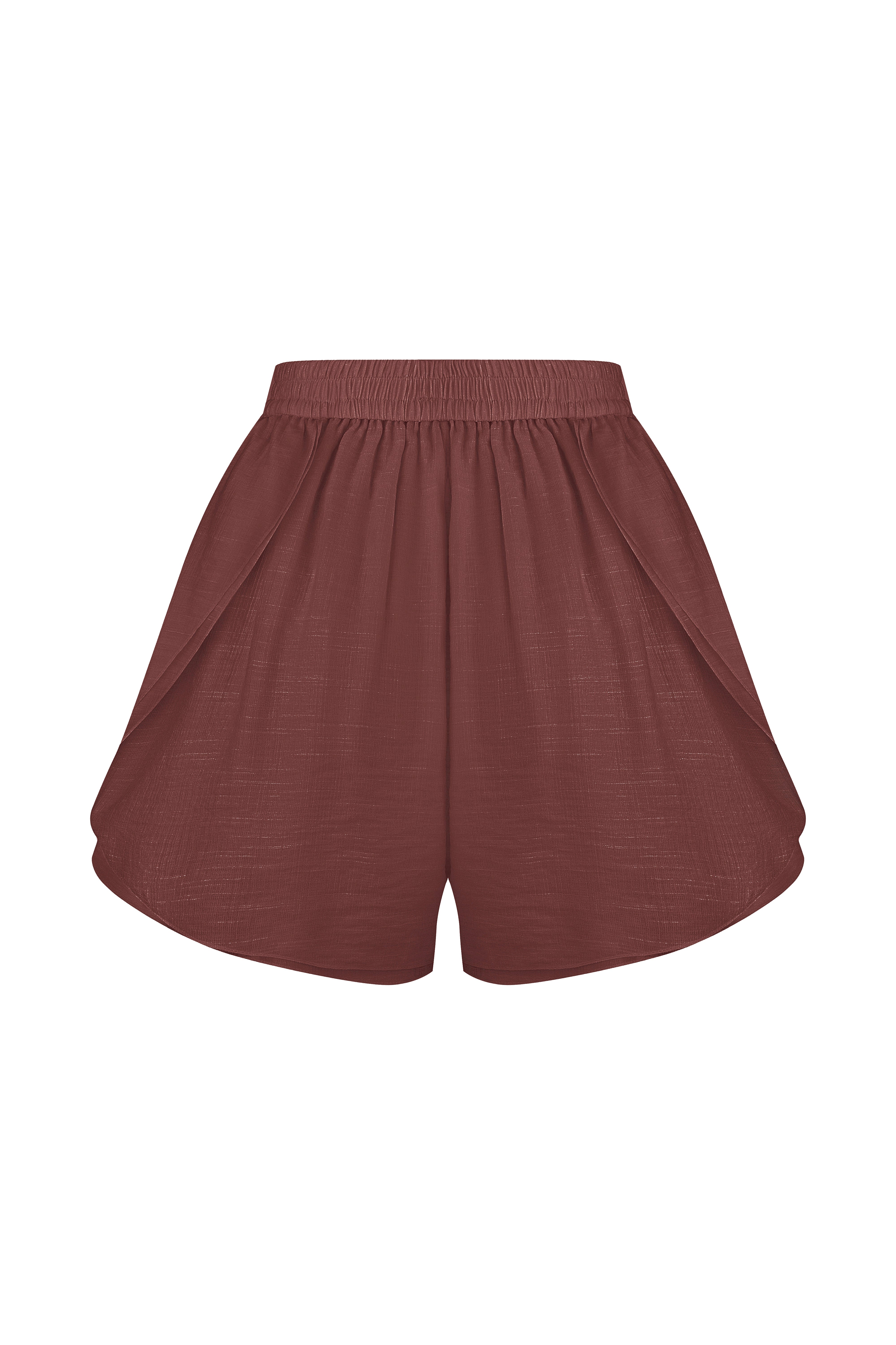 LINEN SHORTS CHOCOLATE