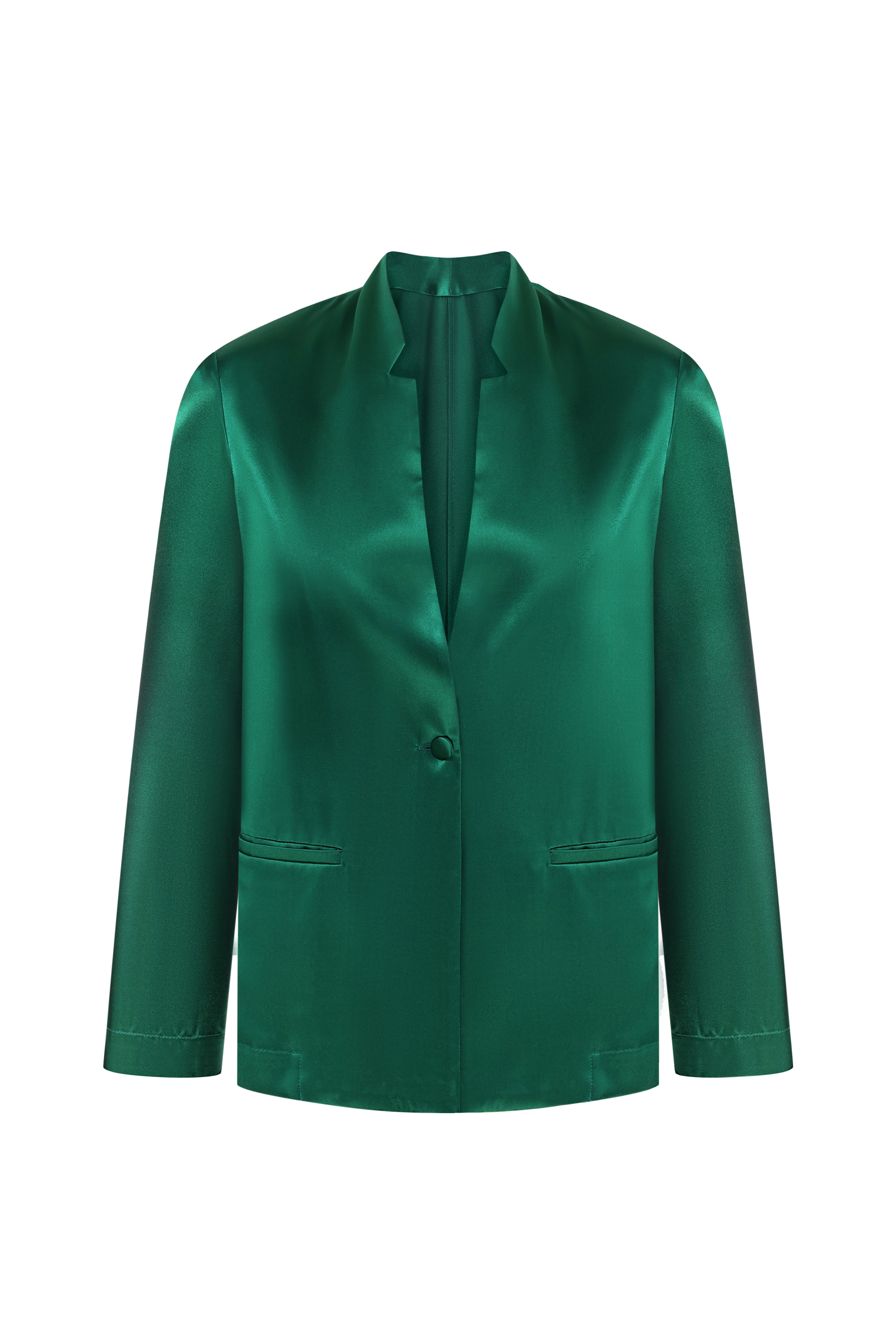 SILK JACKET WITH BUTTON EMERALD