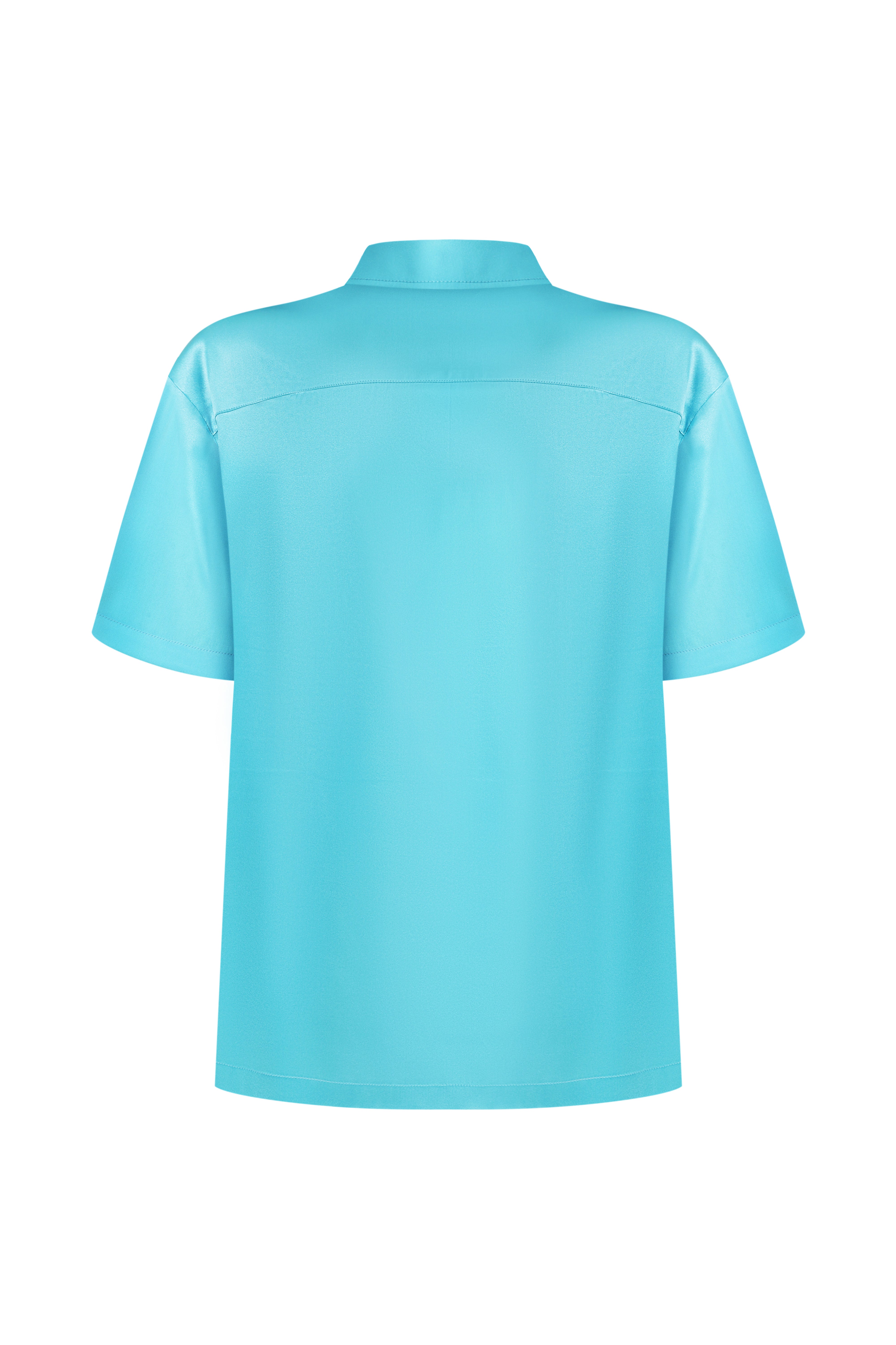 SILK SHIRT WITH POCKETS AQUA BLUE