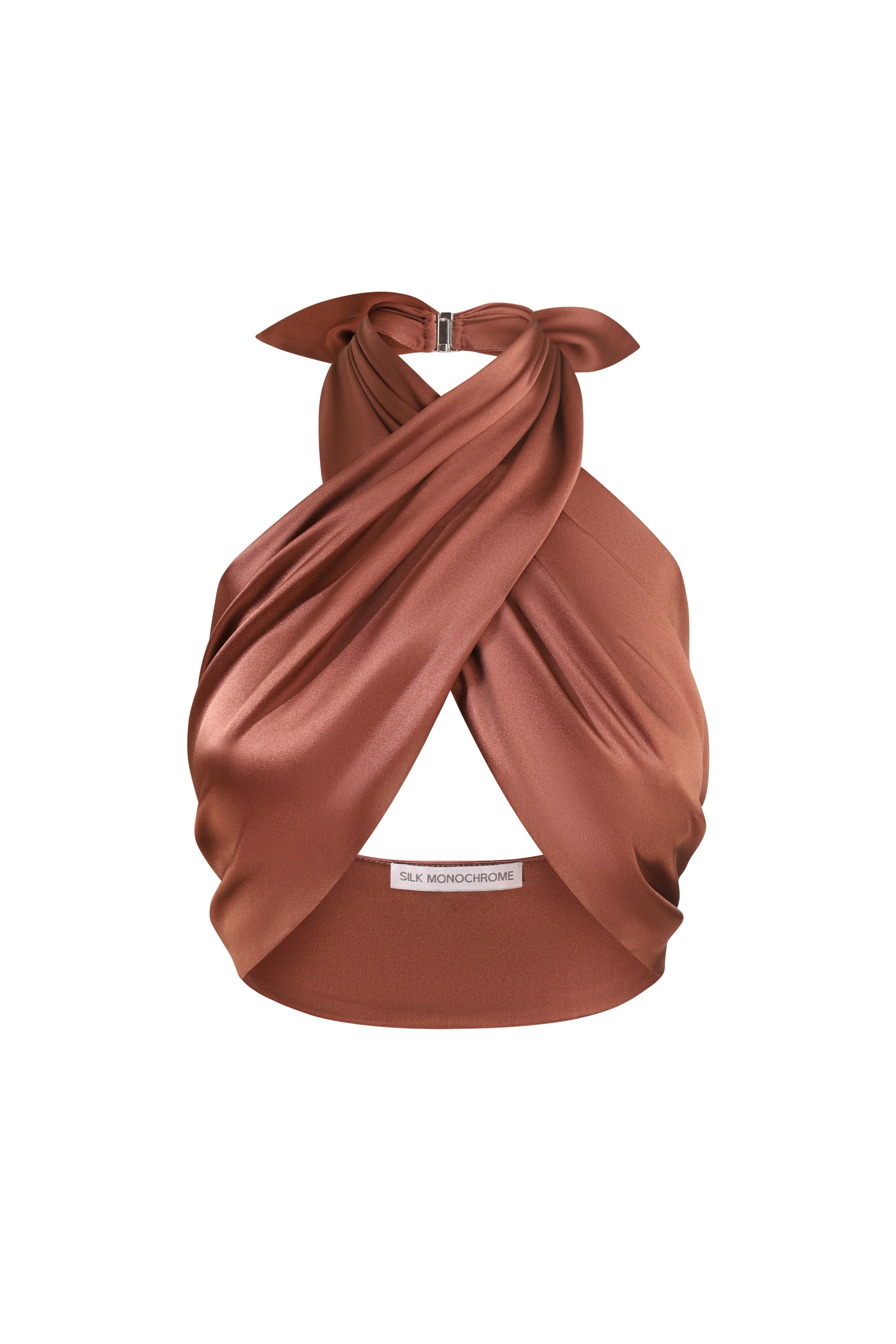 SILK SCARVE TOP CINNAMON