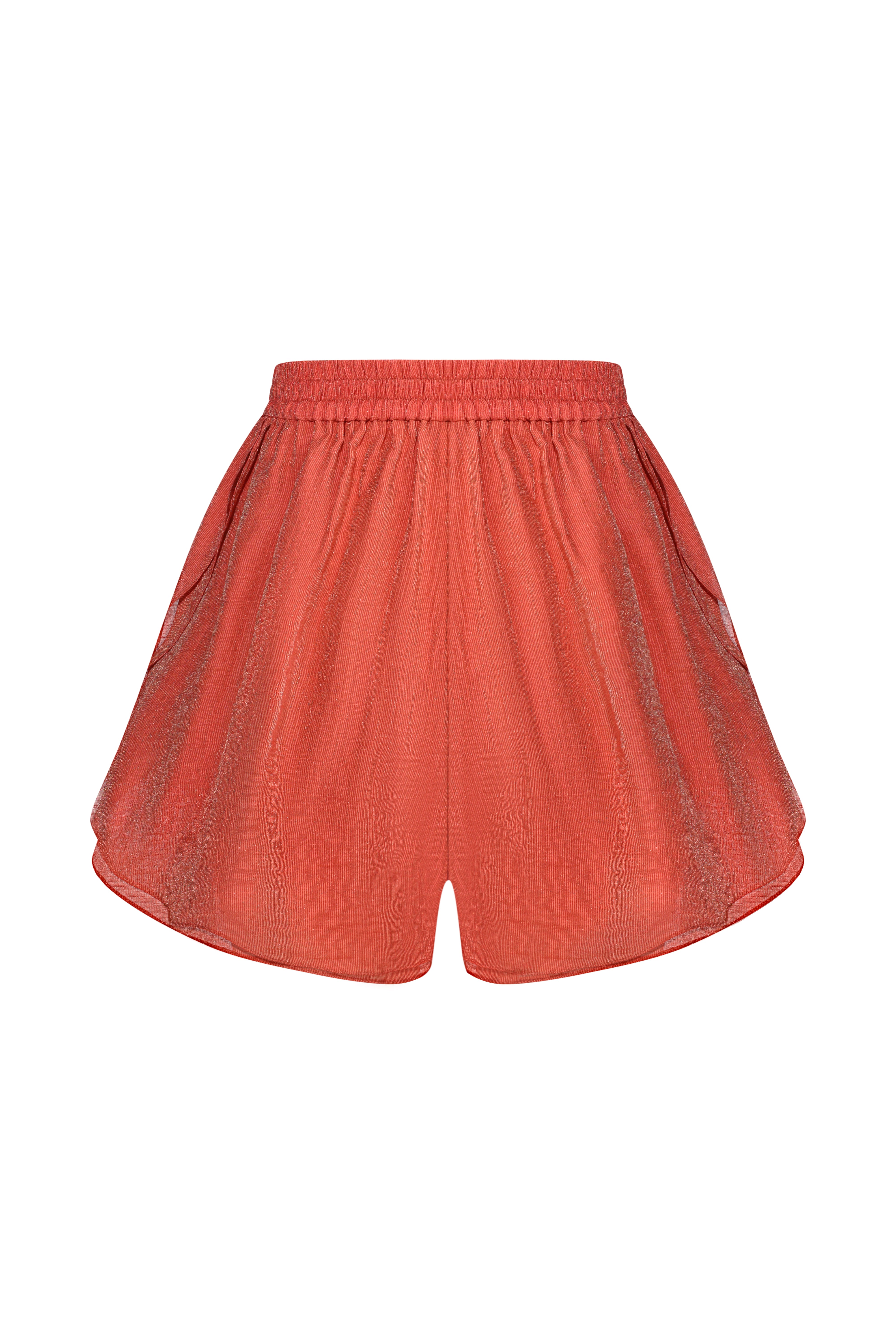 LINEN SHORTS BURNED ORANGE