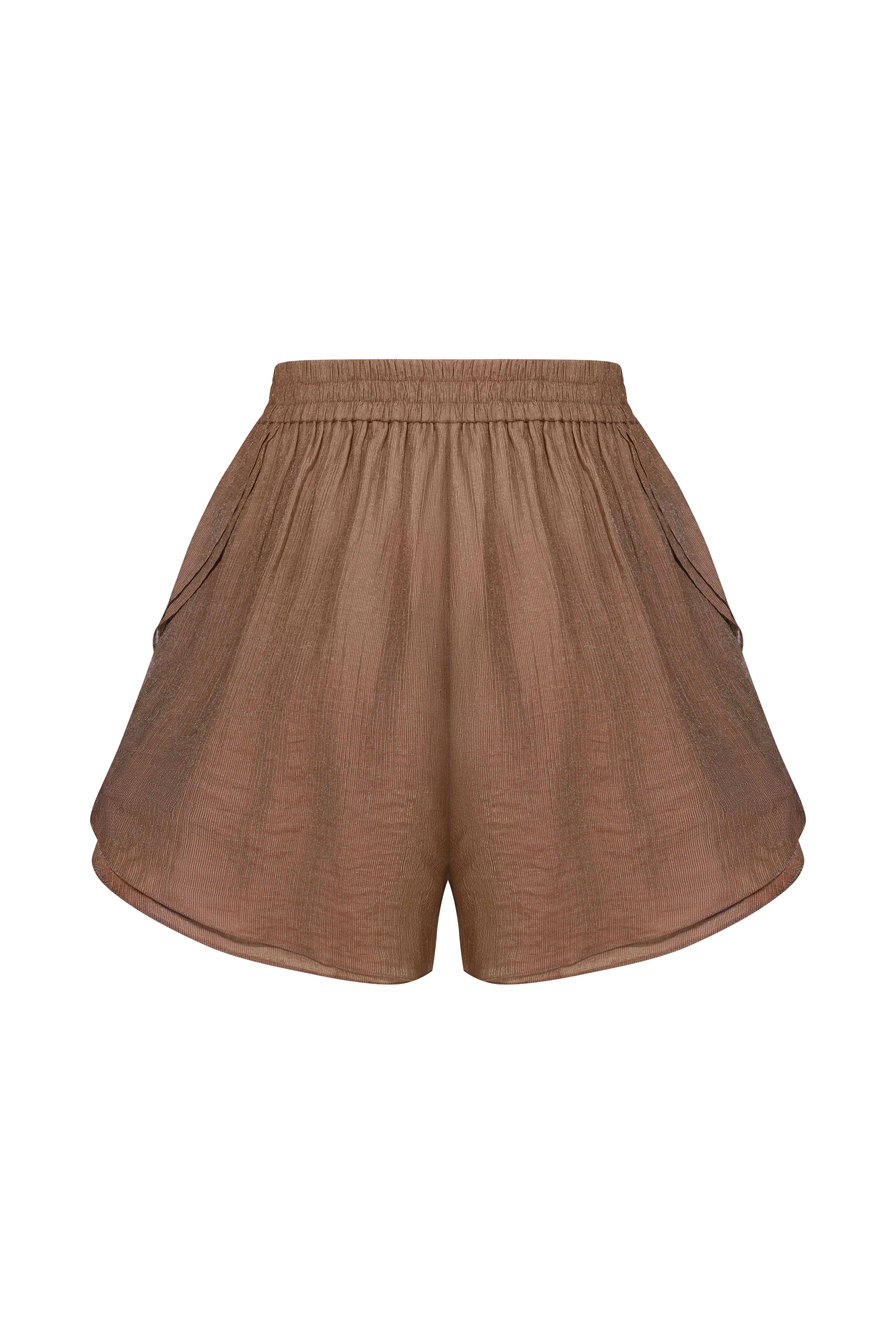 LINEN SHORTS ASH BROWN