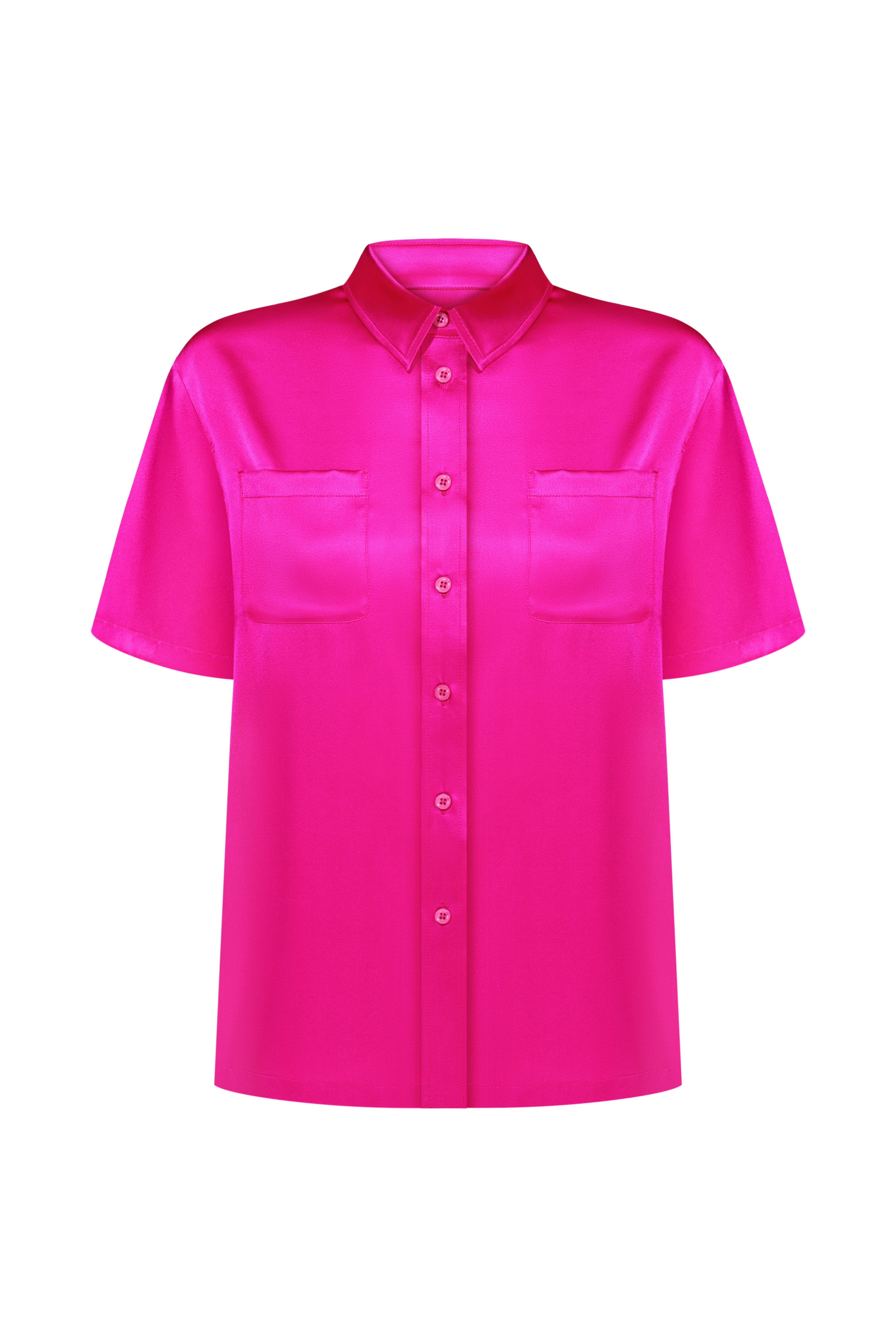 SILK SHIRT WITH POCKETS FUCHSIA