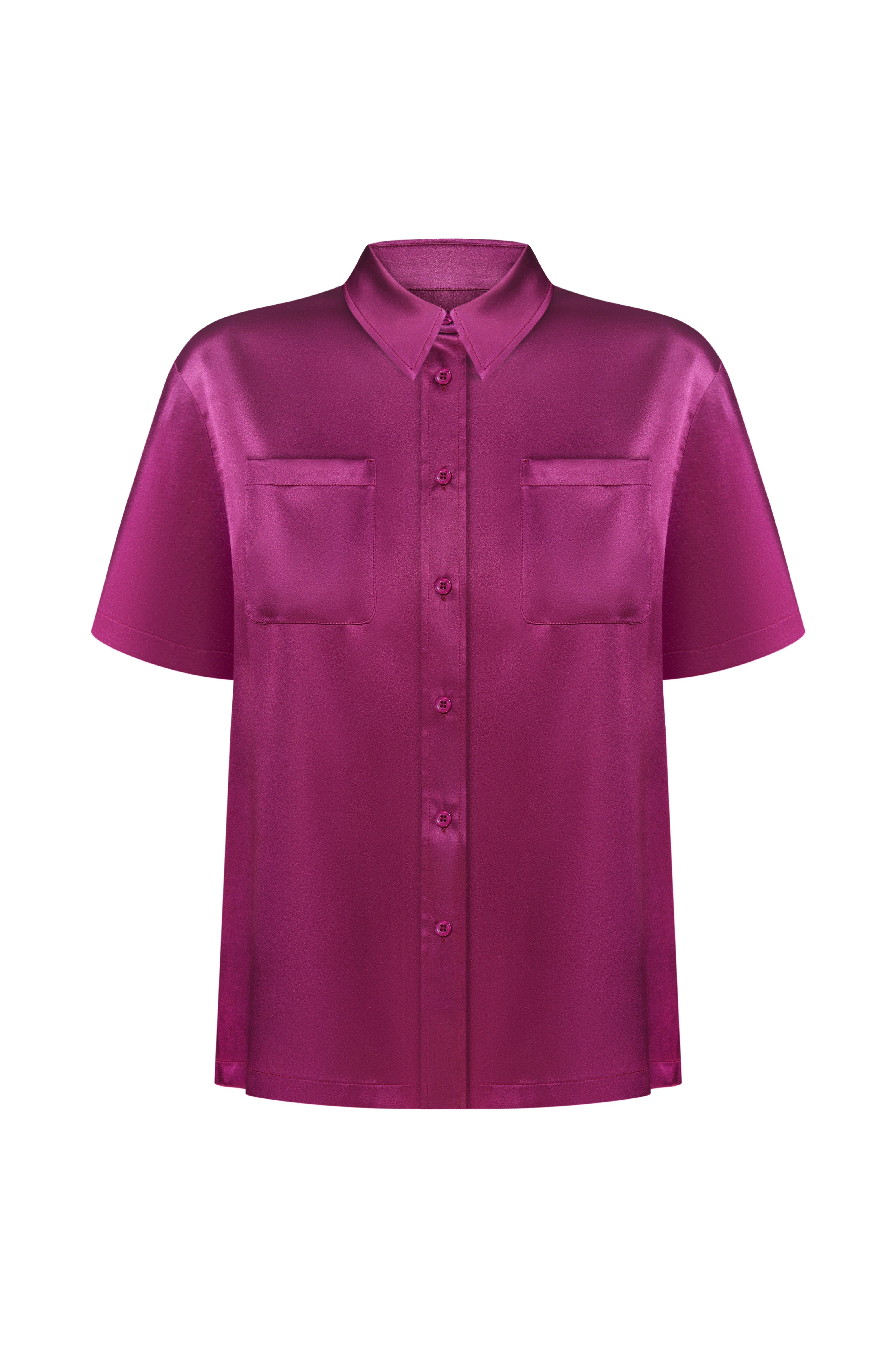 SILK SHIRT WITH POCKETS EGGPLANT