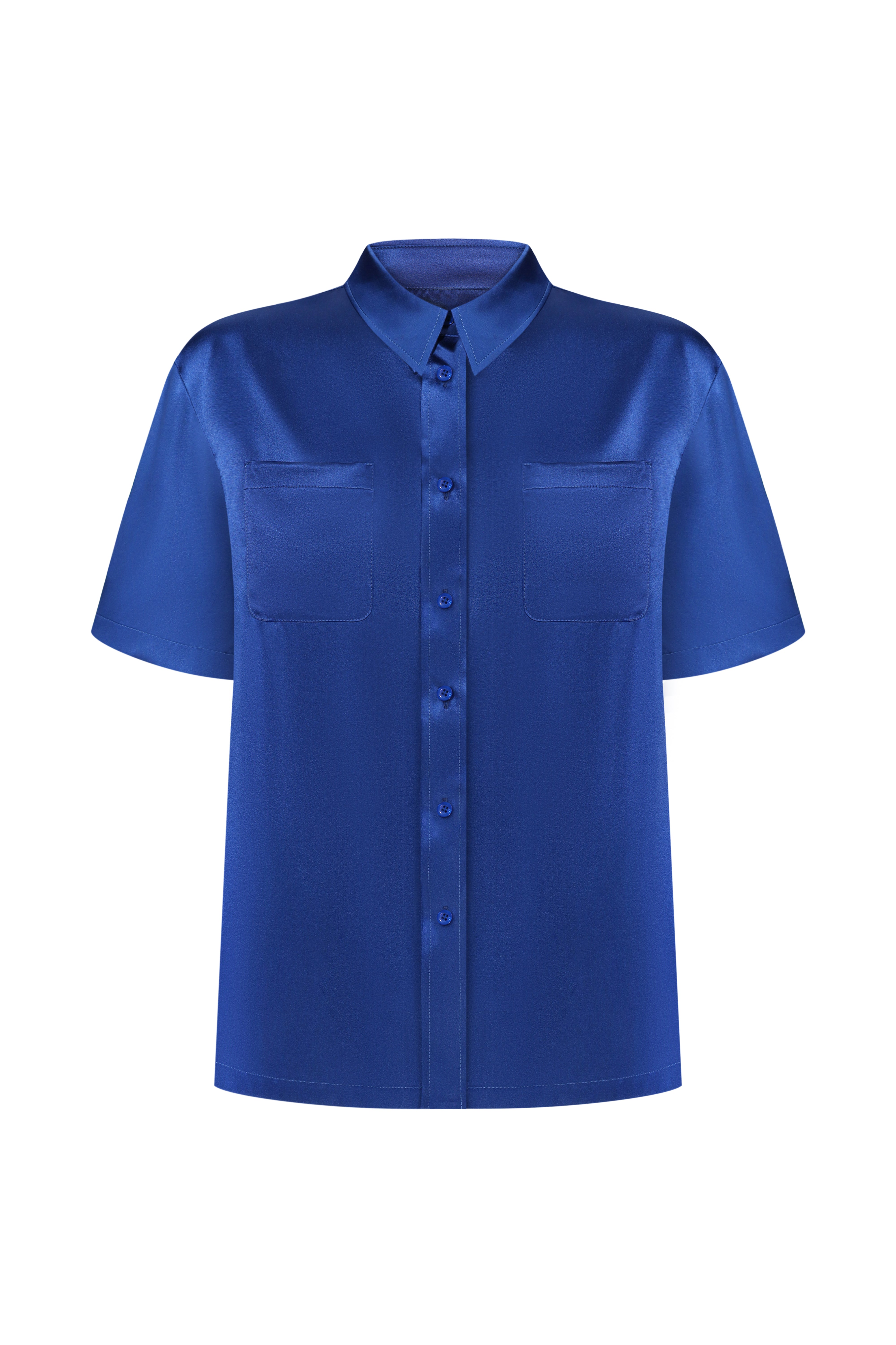 SILK SHIRT WITH POCKETS NAVY BLUE