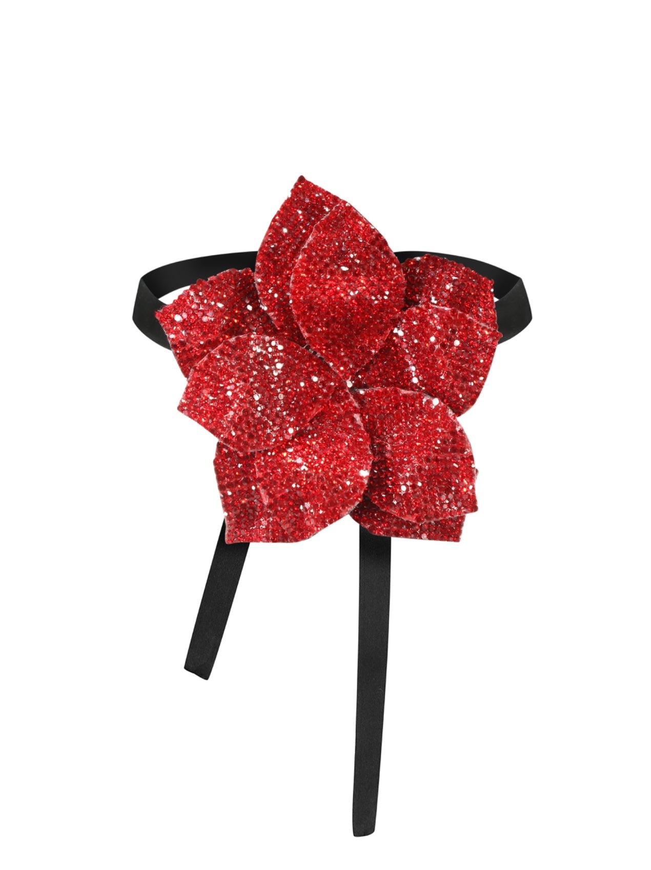 CRYSTAL FLOWER CHOKER RED