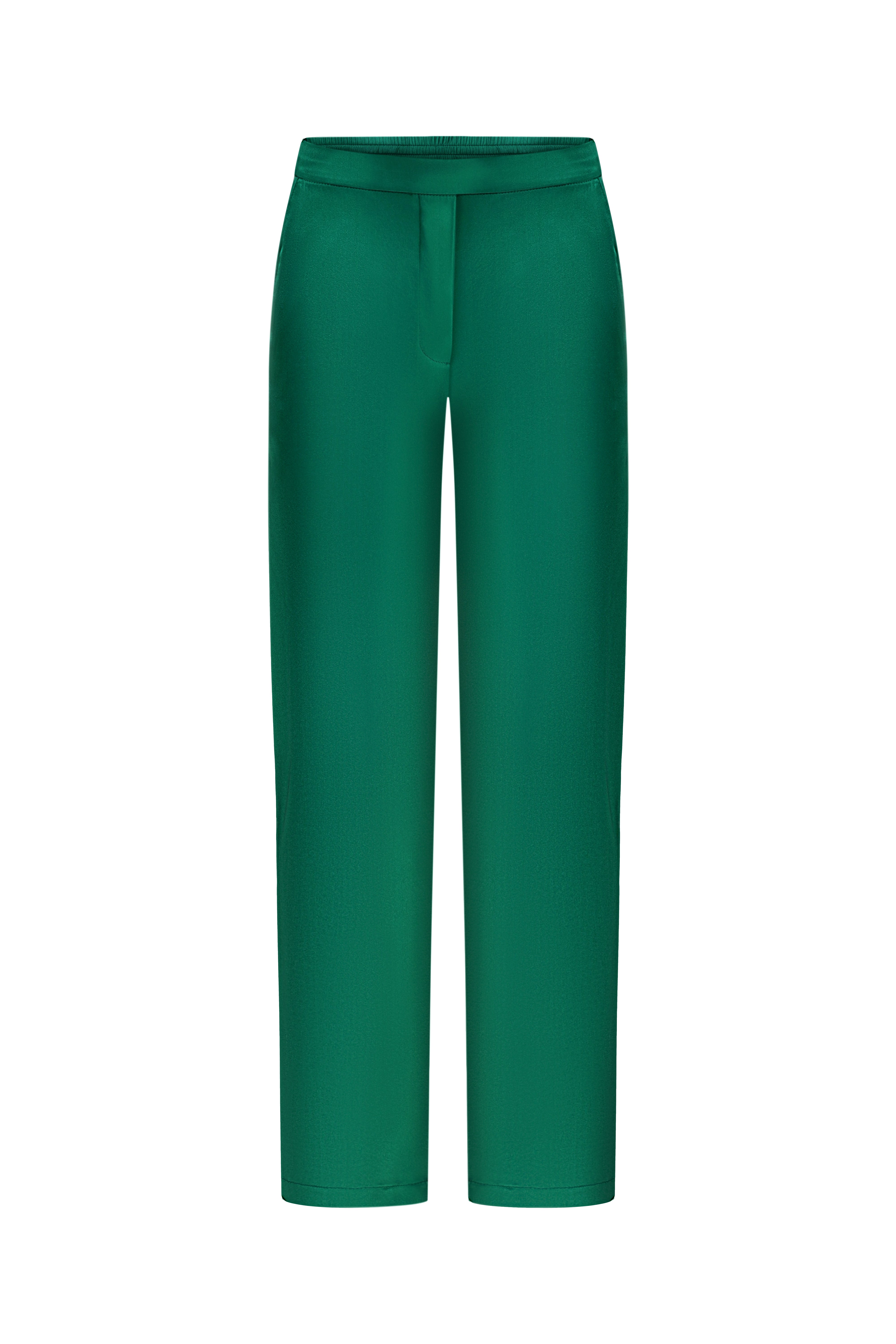 SILK CROP TROUSERS EMERALD