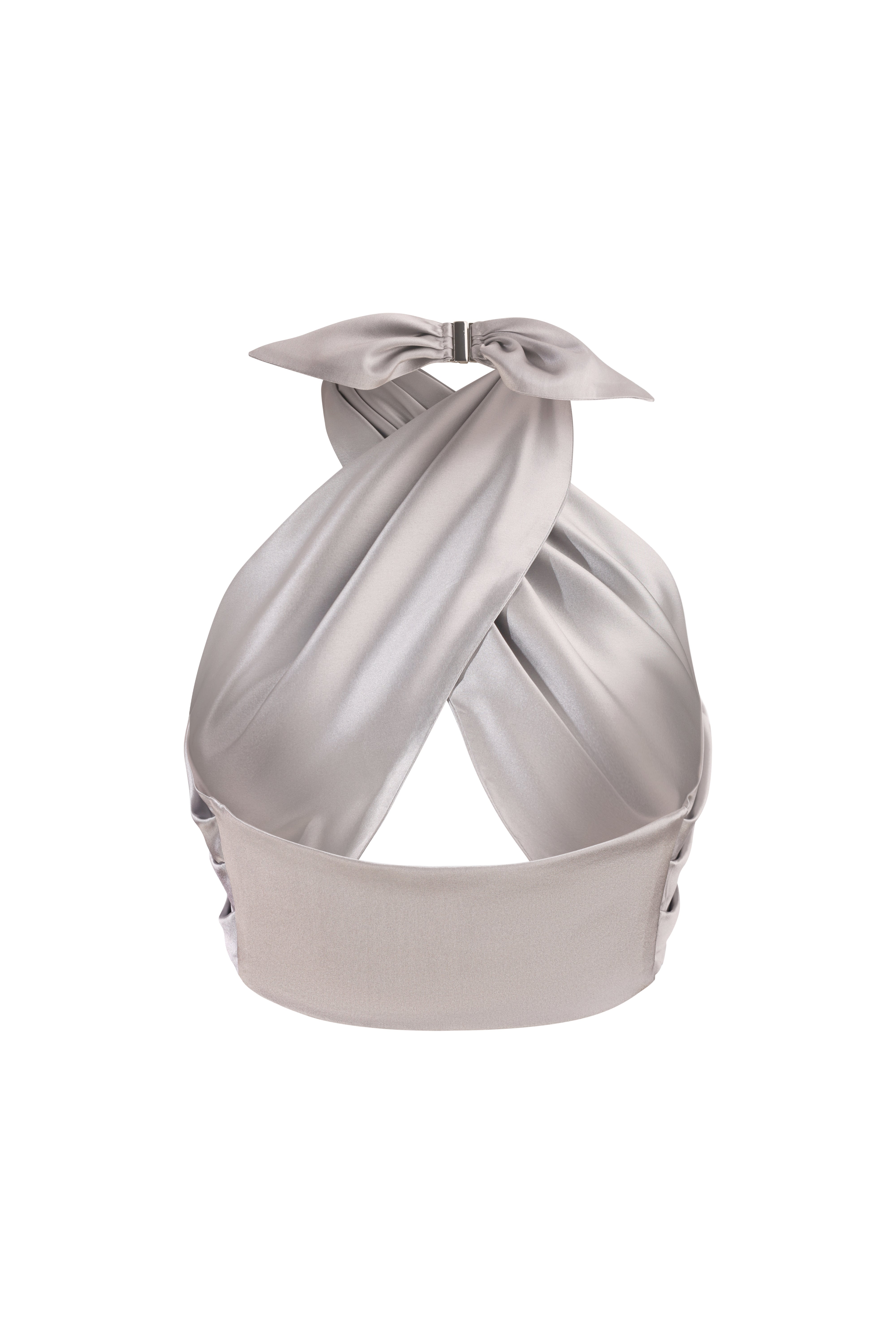 SILK SCARVE TOP PEARL GRAY