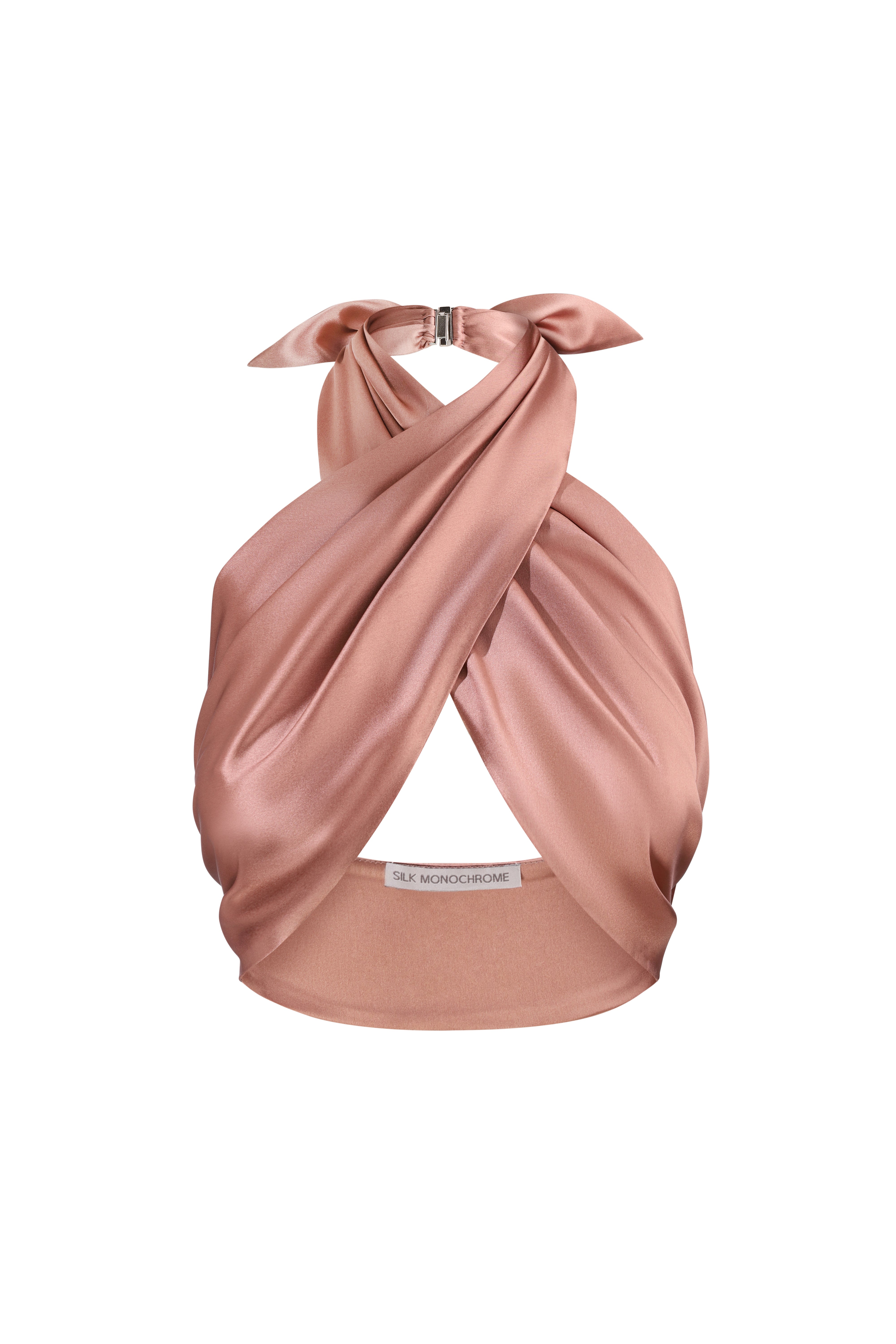 SILK SCARVE TOP DUSTY ROSE